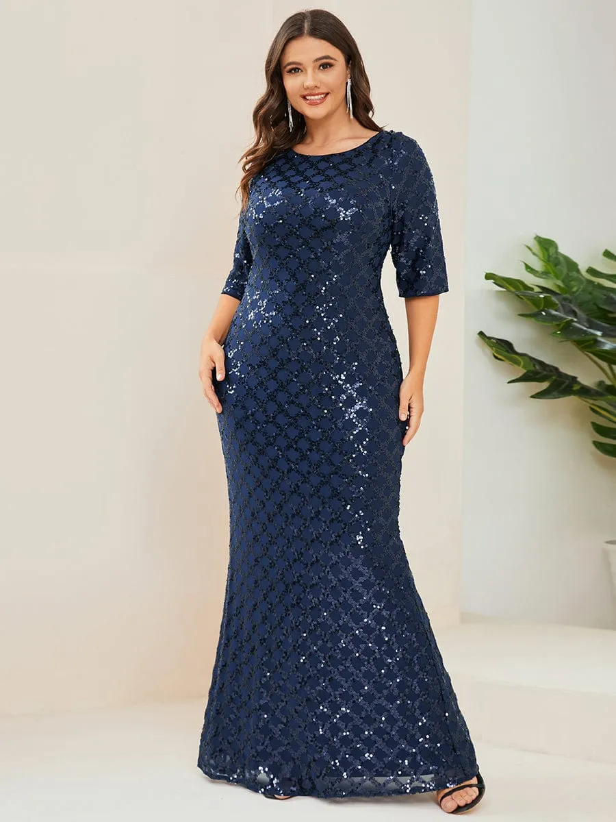 3/4 Sleeve Sequin Maxi Dress