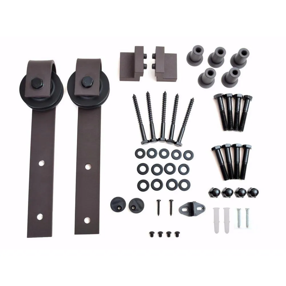 96 in. Classic Bent Strap Barn Style Sliding Door Track and Hardware Set