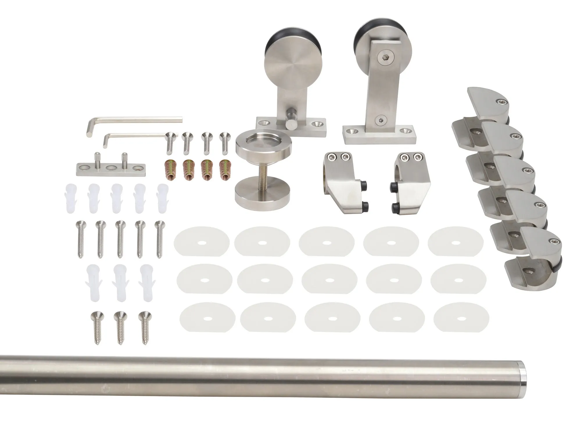 96 in. Stainless Steel Sliding Door Track and Hardware Set