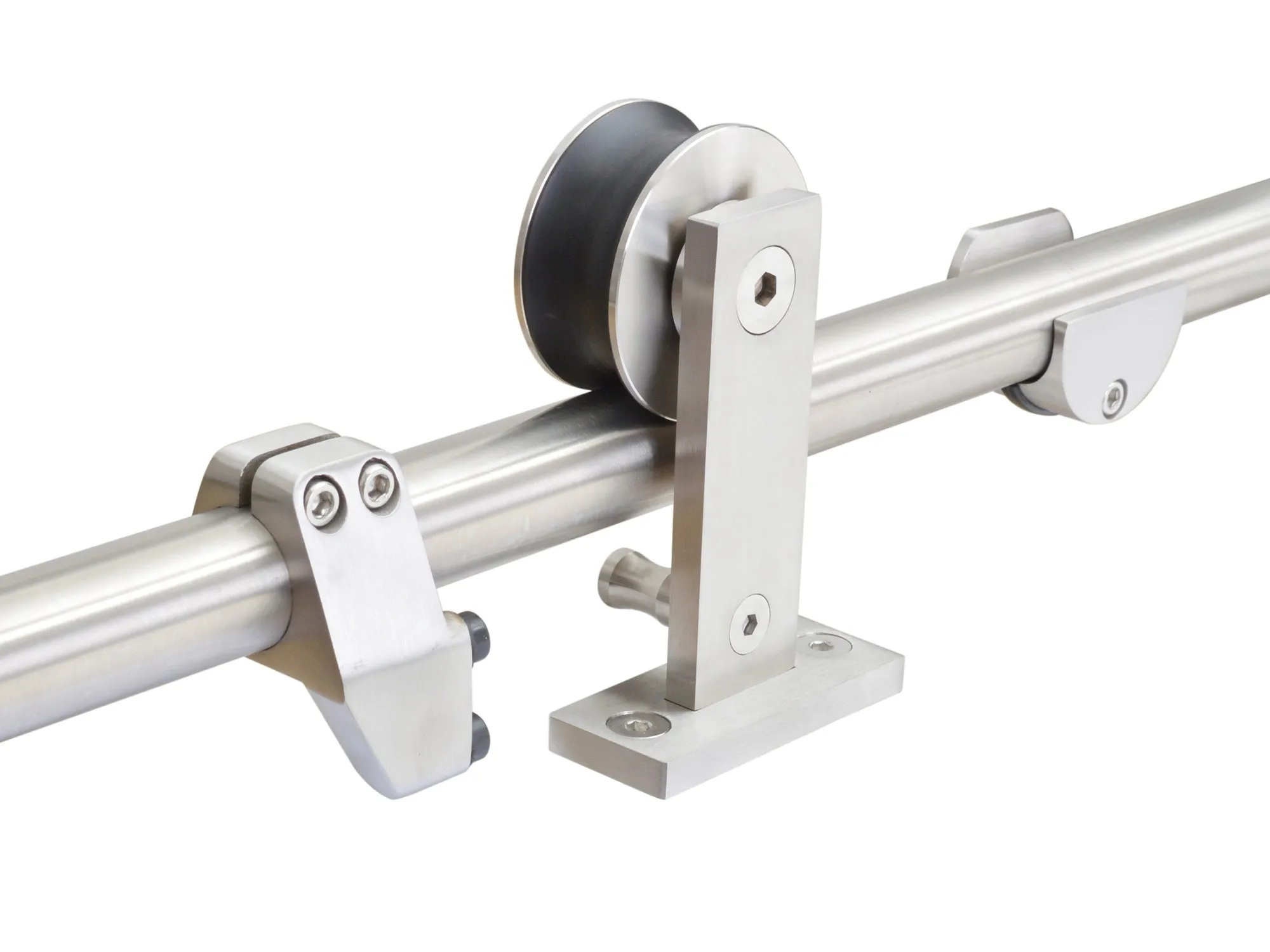 96 in. Stainless Steel Sliding Door Track and Hardware Set