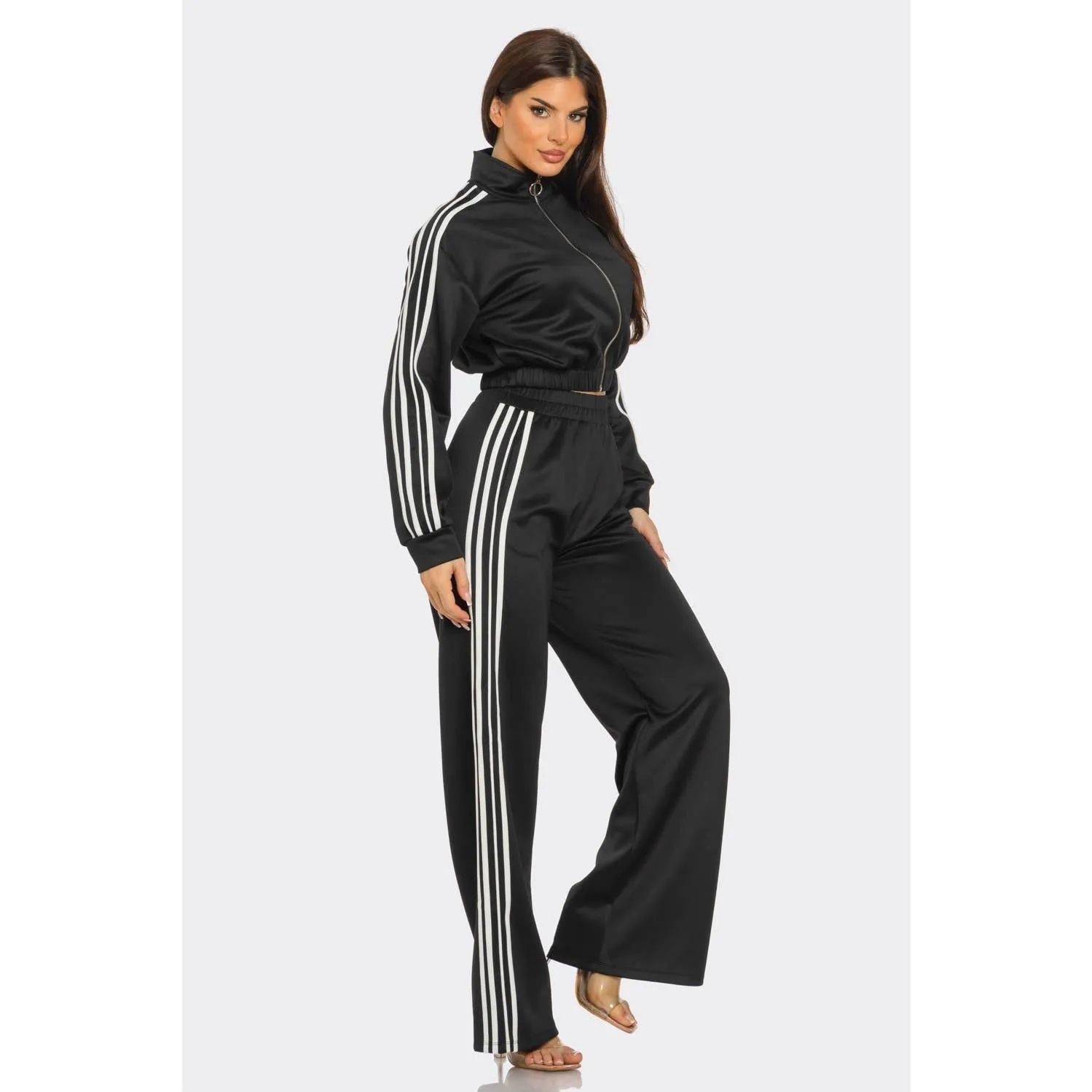 Active Track Suit Pant and Jacket Set, Black