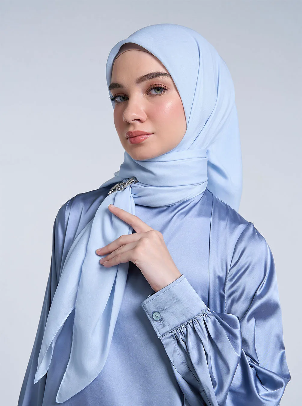 AIRY VOILE SCARF PLAIN POWDER BLUE