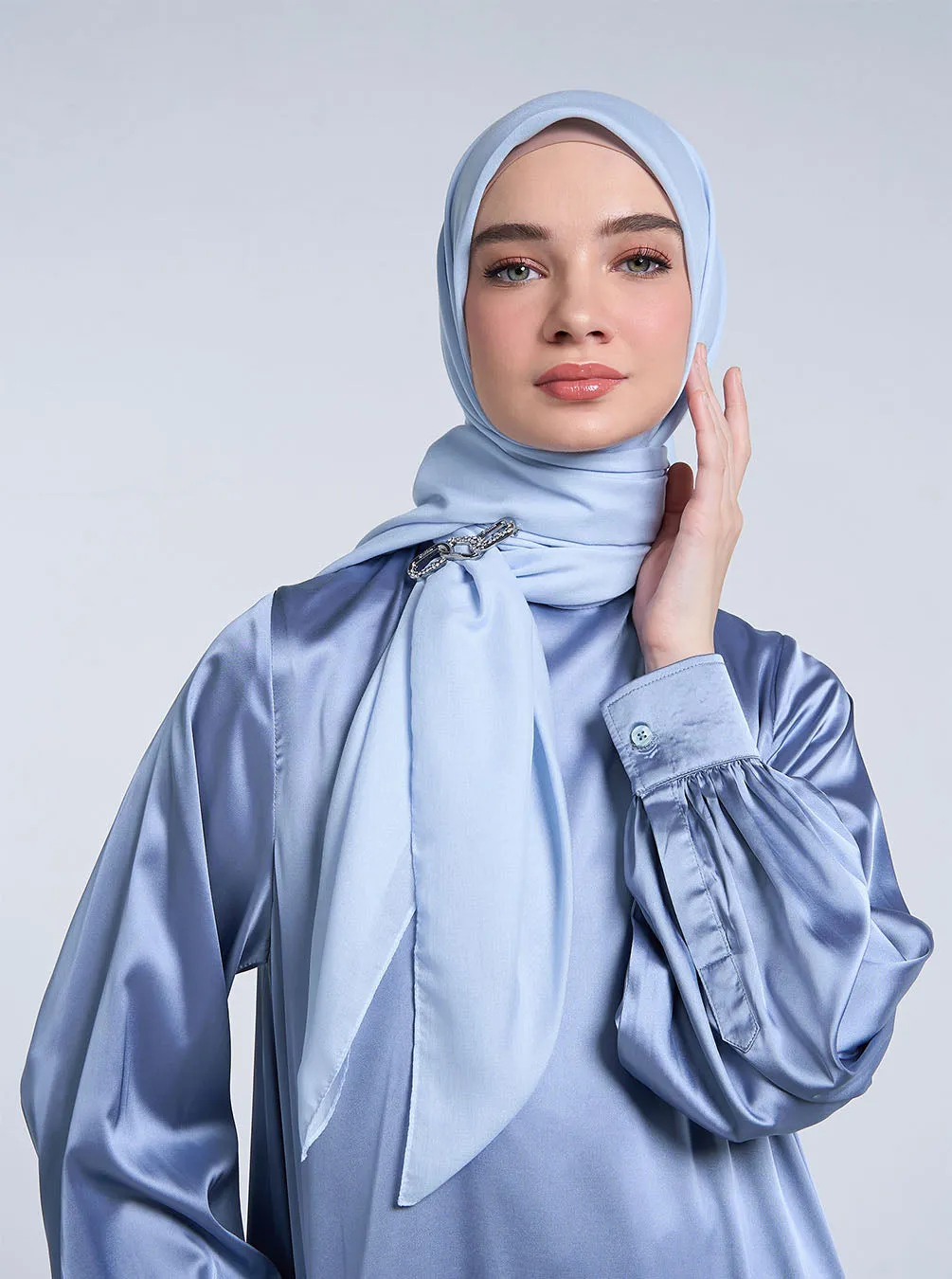 AIRY VOILE SCARF PLAIN POWDER BLUE