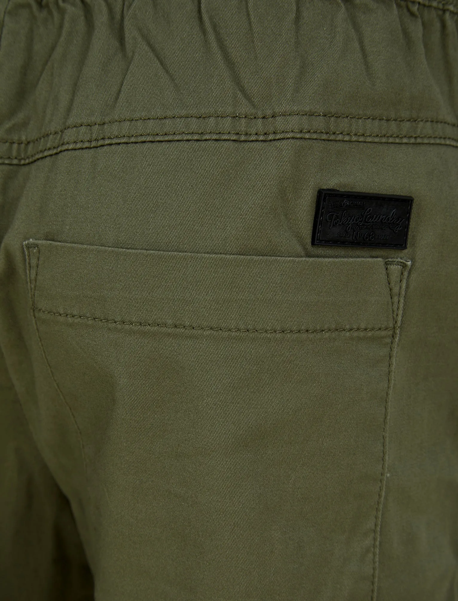 Anza Stretch Cotton Twill Cuffed Cargo Jogger Pants with Pockets in Dusty Olive - Tokyo Laundry