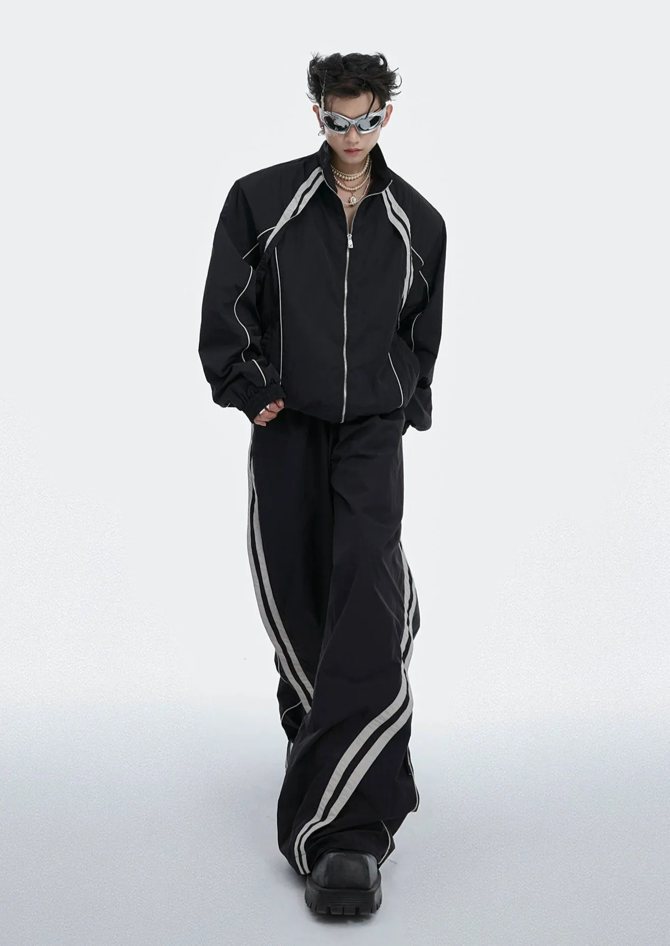 Athleisure Contrast Jacket & Track Pants Set