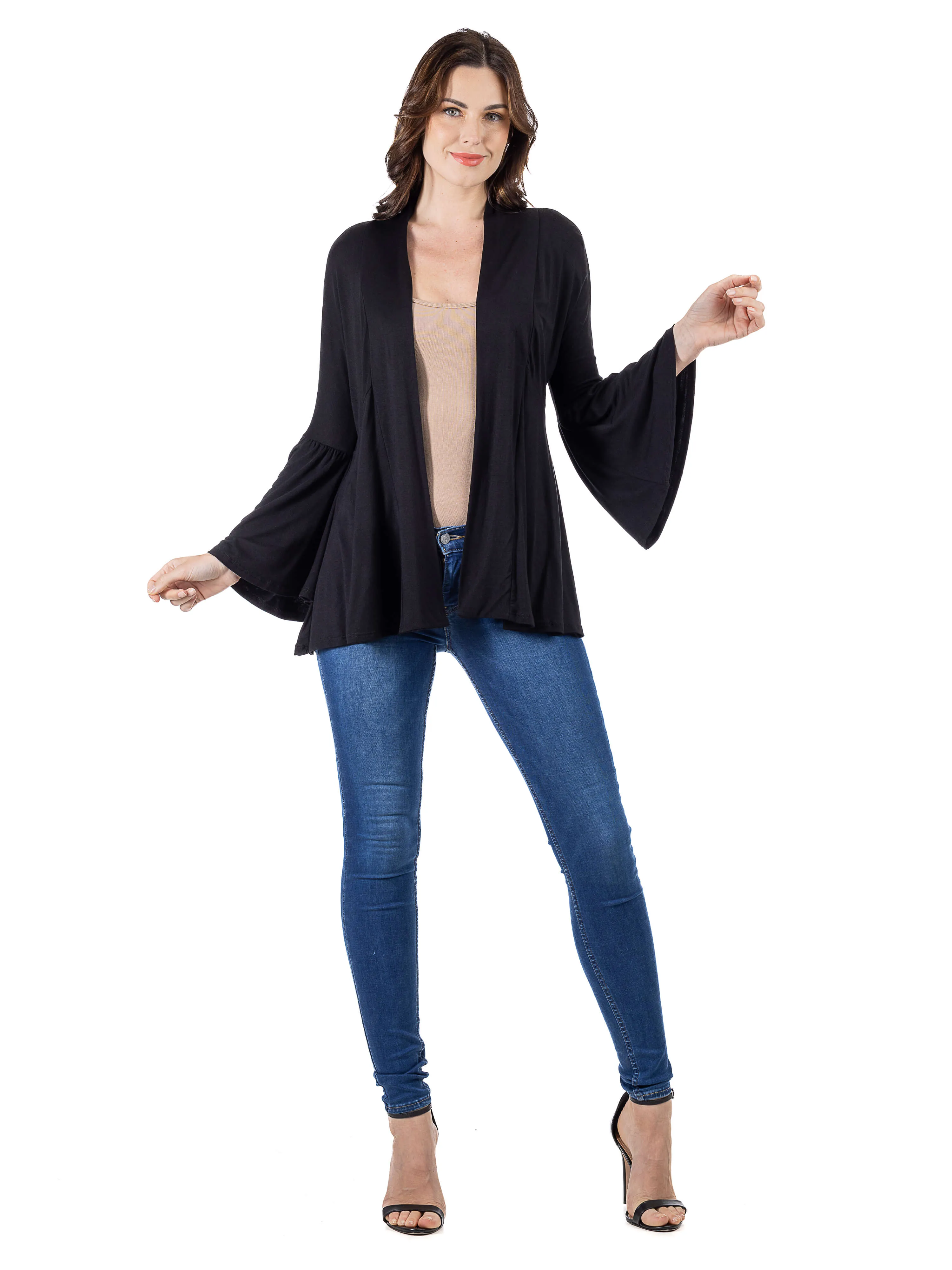 Bell Sleeve Flared Open Front Cardigan