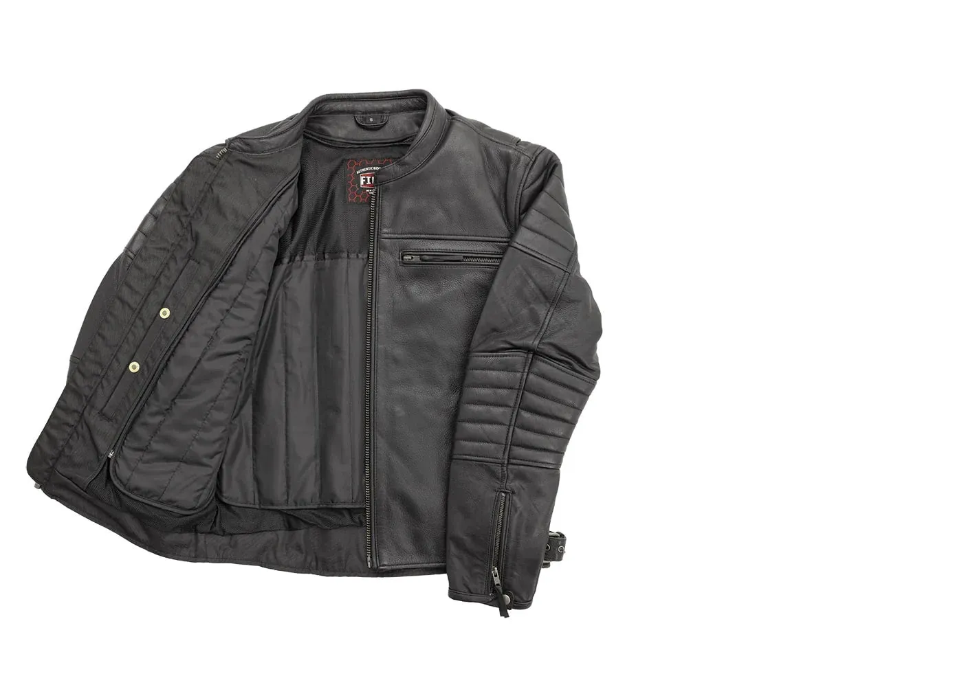 Black FIM277CDMZ | Commuter - Men's Motorcycle Leather Jacket  - Black