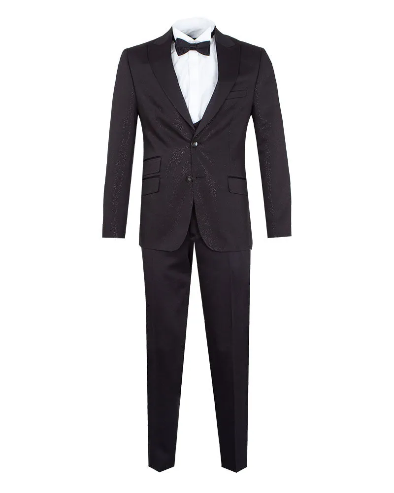 Black Men's 4 Piece Glitter Suit Contrasting Lapel