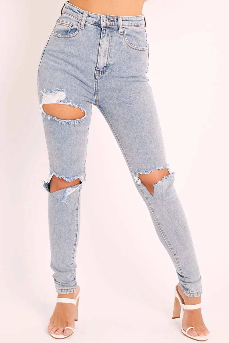 Blue Distressed Skinny Jeans - Izara