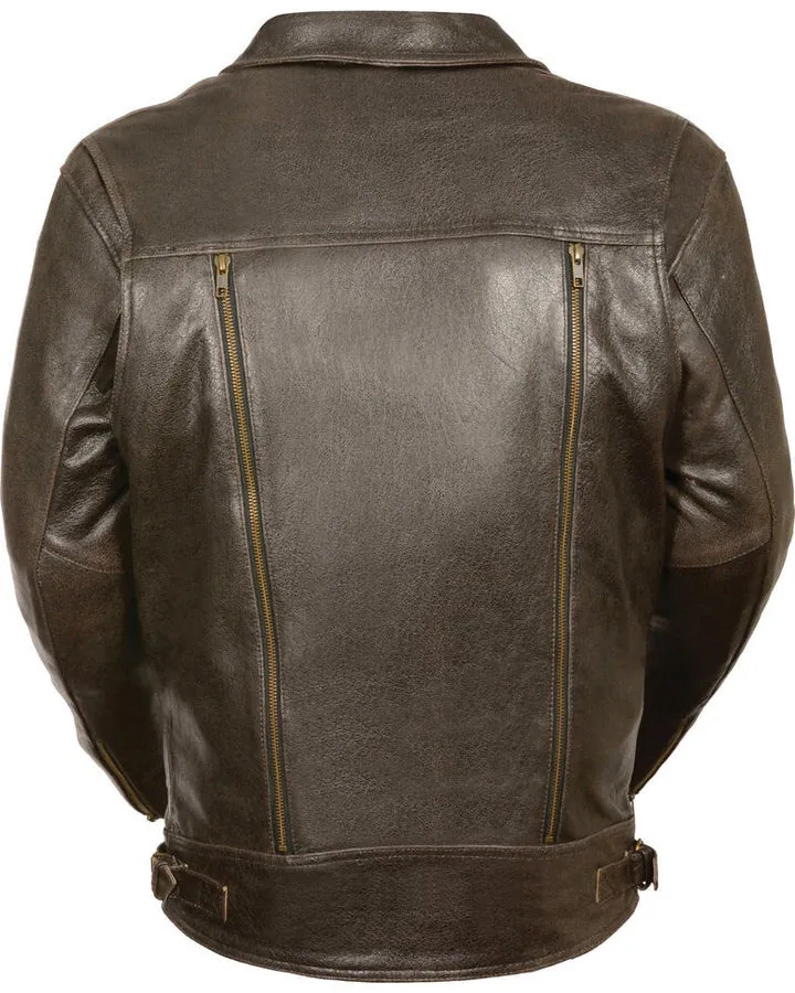 Buy Best Stylish Fashion Men's Brown Pocket Biker Leather Jacket