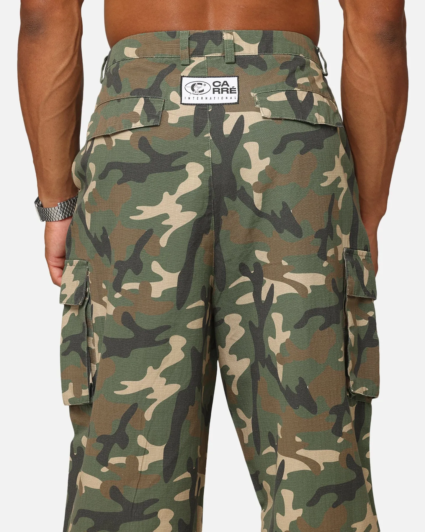 Carre Tactical Baggy Cargo Pants Woodland Camo