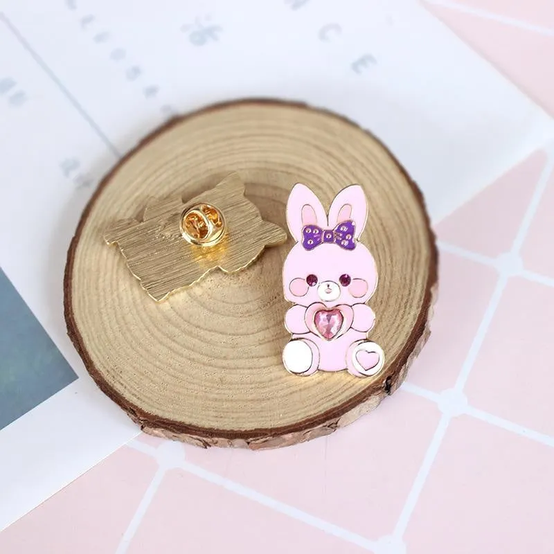 Cat & Bunny Jewelled Pins