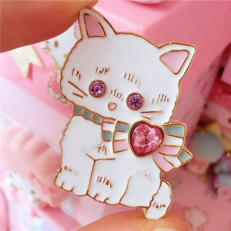 Cat & Bunny Jewelled Pins