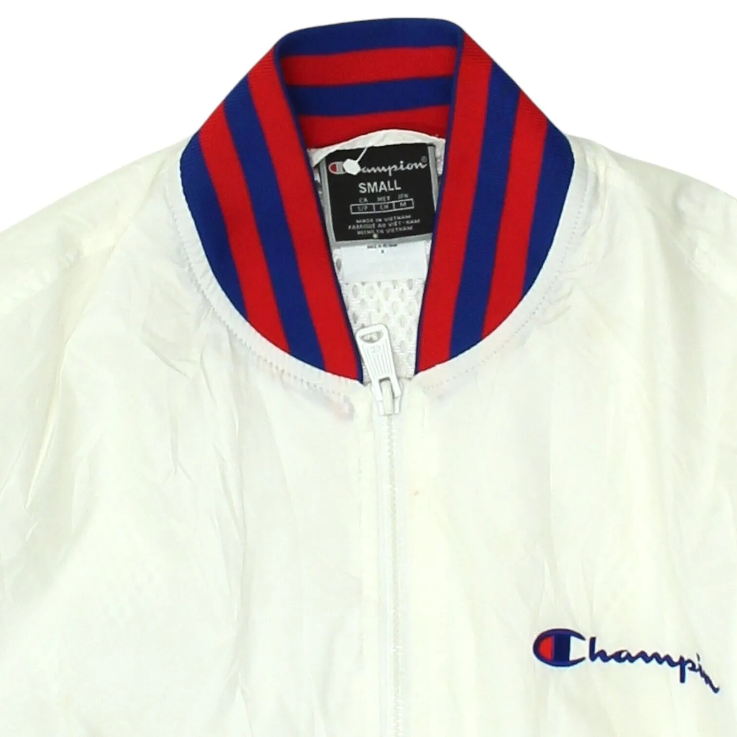 Champion Mens White Track Jacket | Vintage 90s Tracksuit Top Sportswear VTG