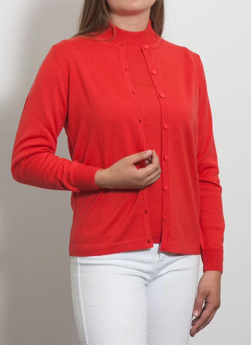 Classic Merino Button to Neck Cardigan - Last Seasons