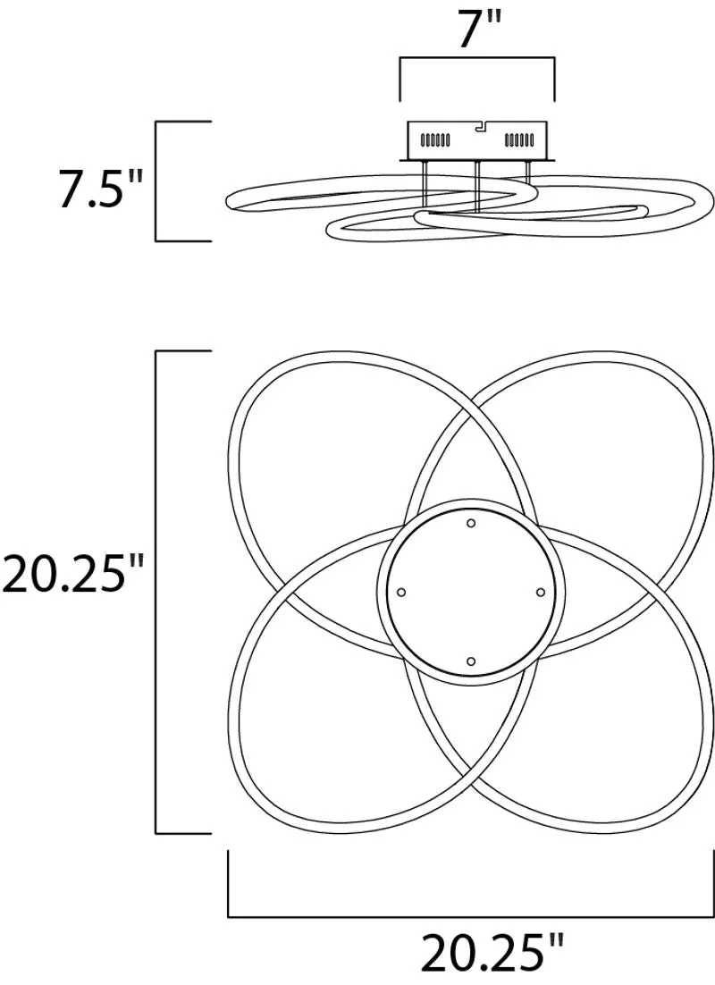 Coaster 20.25" Single Light Flush Mount in Polished Chrome