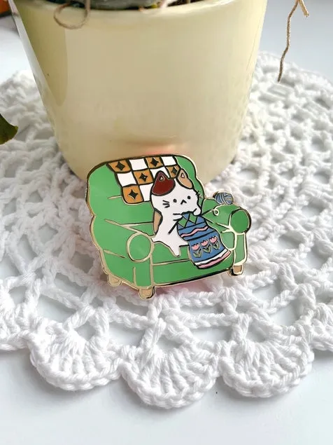 Cozy Knit Cat Hard Enamel Pin