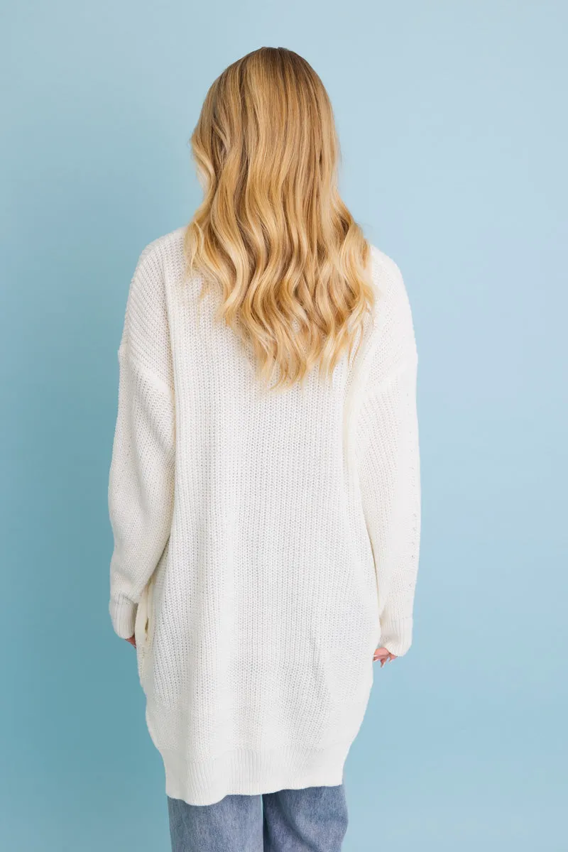 Cozy Open-Front Waffle Knit Long Cardigan - Winter Staple ⛄