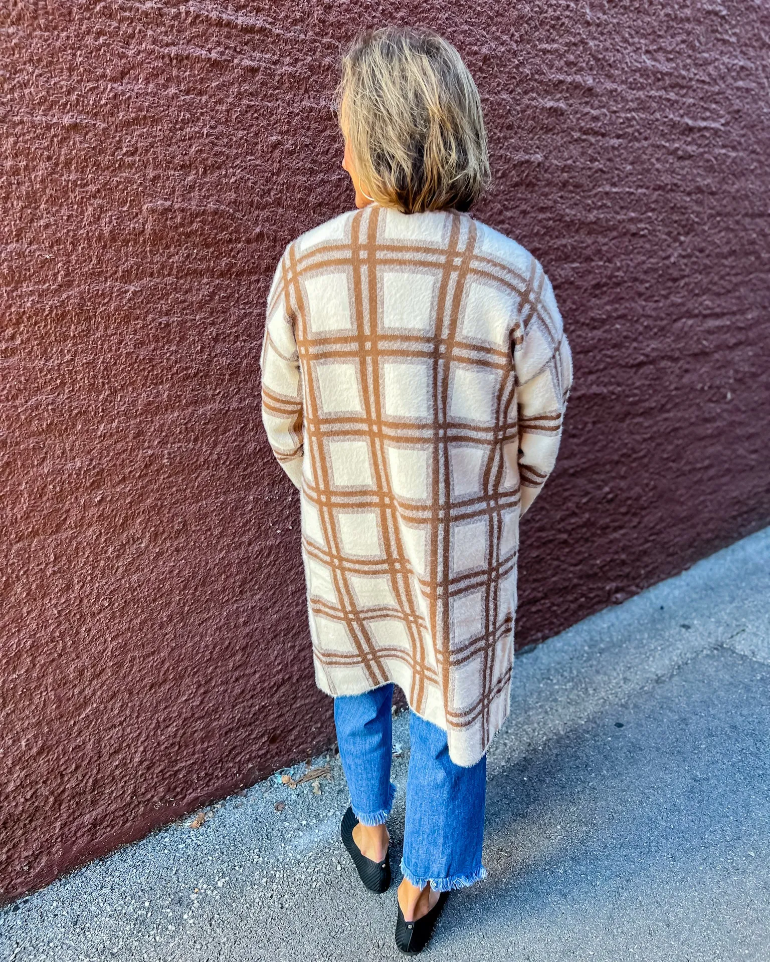 Cream/Camel Plaid Cardigan