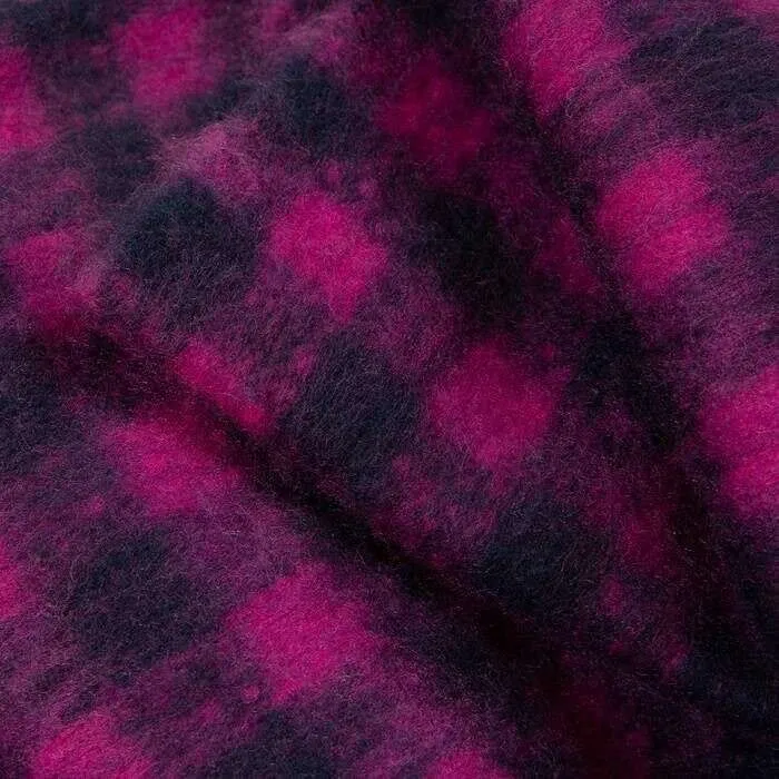 Dents Buffalo Check Tassel Blanket Scarf - Fuchsia Pink