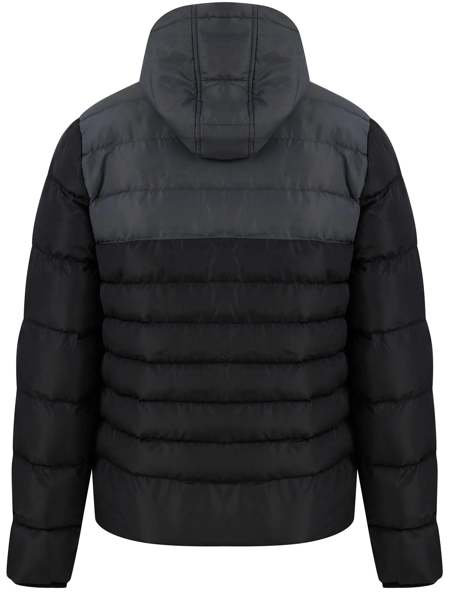 Devonte Chevron Quilted Puffer Jacket with Hood in Jet Black - Dissident