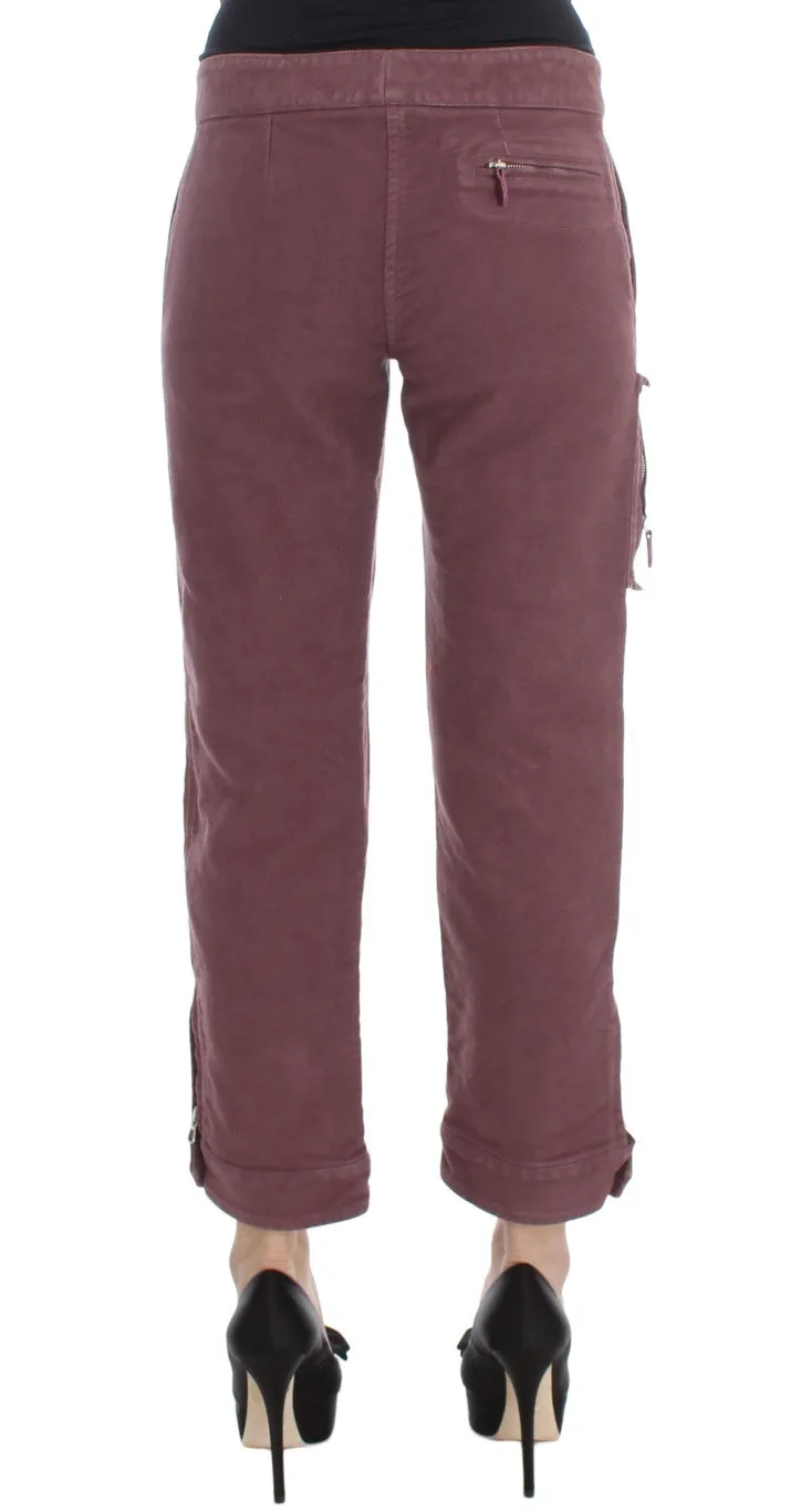 Ermanno Scervino Chic Bordeaux Capri Cropped Cargo Pants