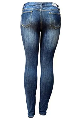 ETERNO Juniors WOMENS BLUE Denim JEANS Destroy Skinny Ripped Distressed Pants (7)