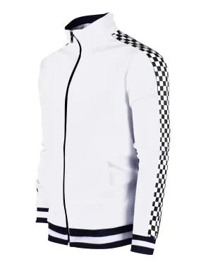 F11854-Checker Track Jacket -WHITE