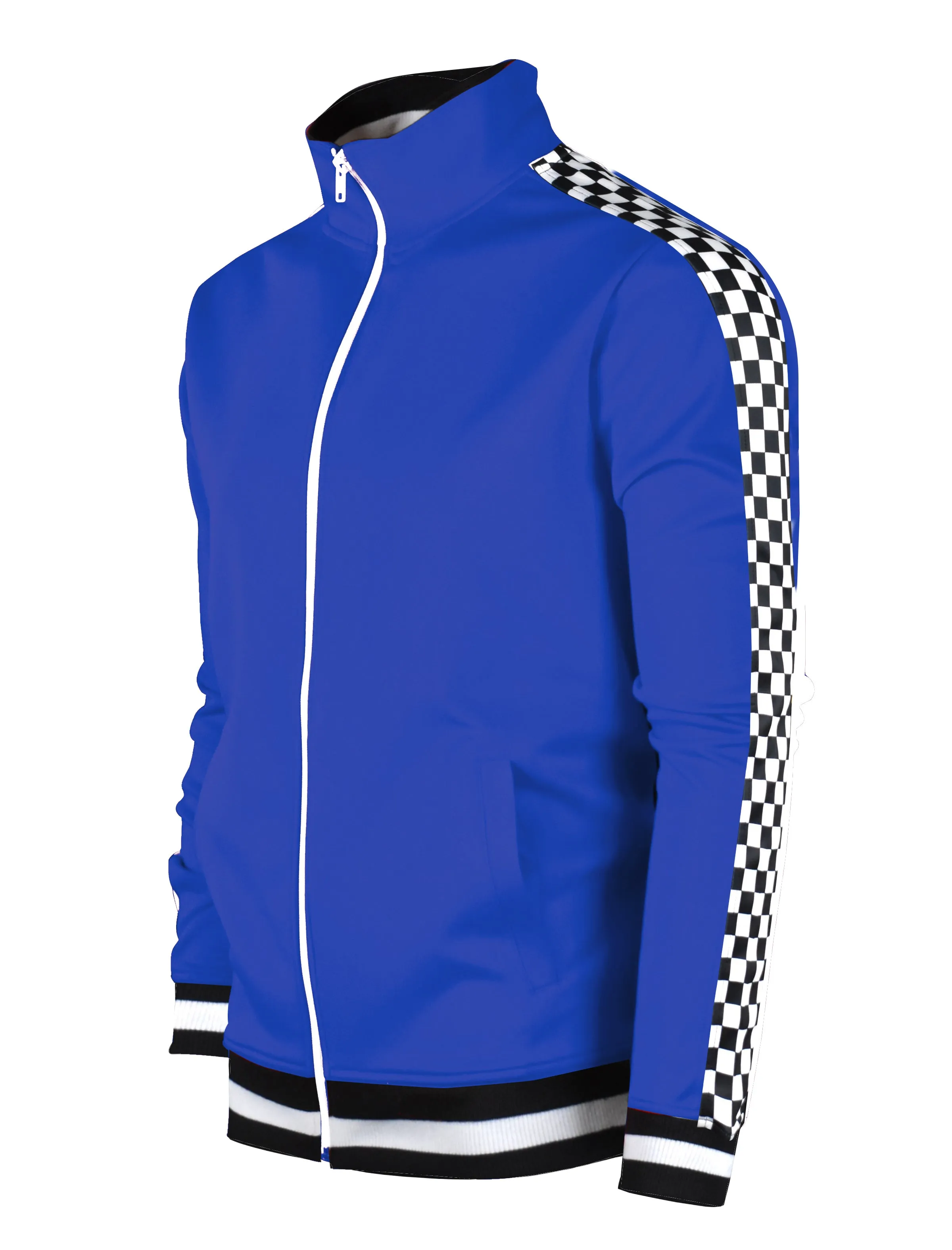 F11854-Checker Track Jacket