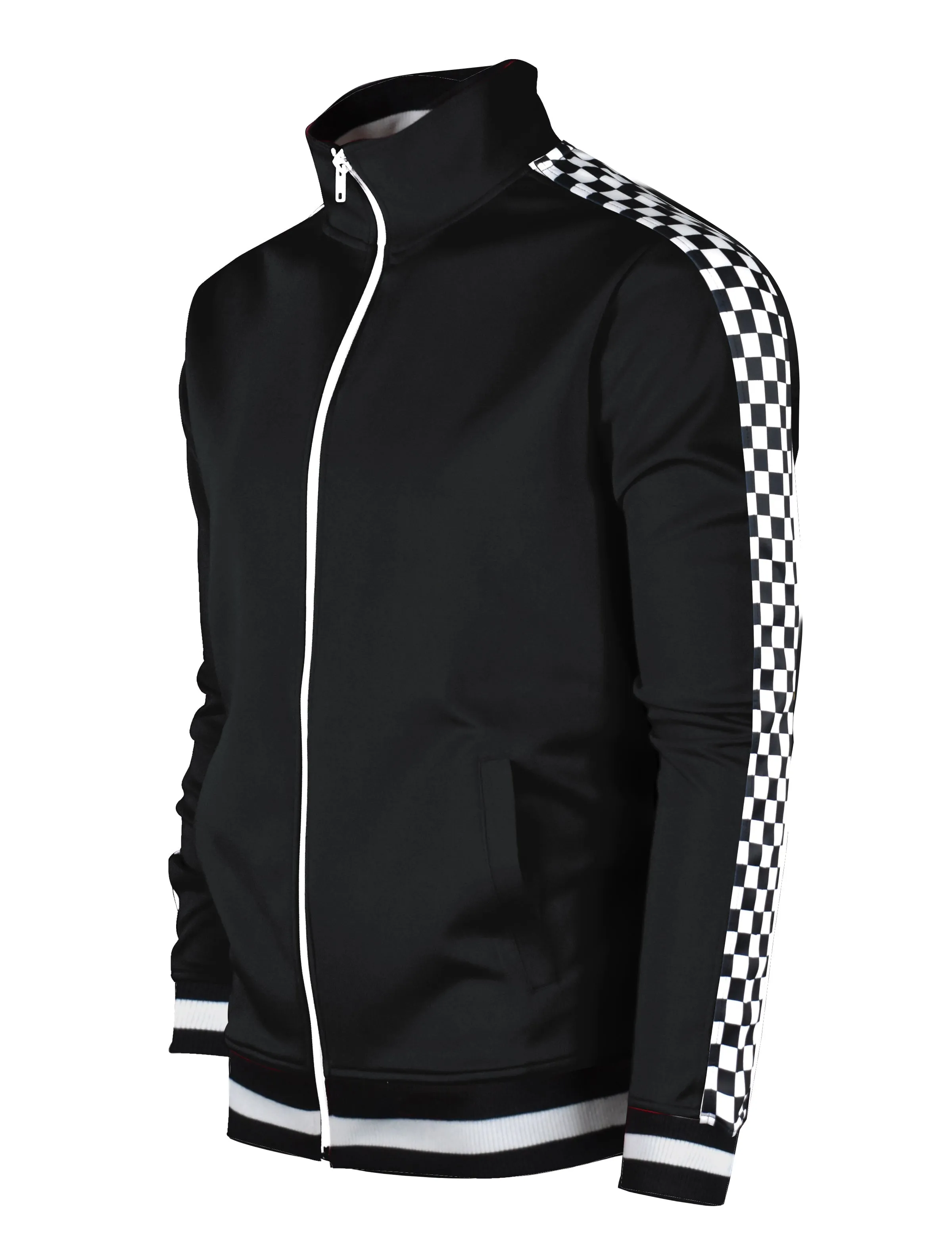 F11854-Checker Track Jacket