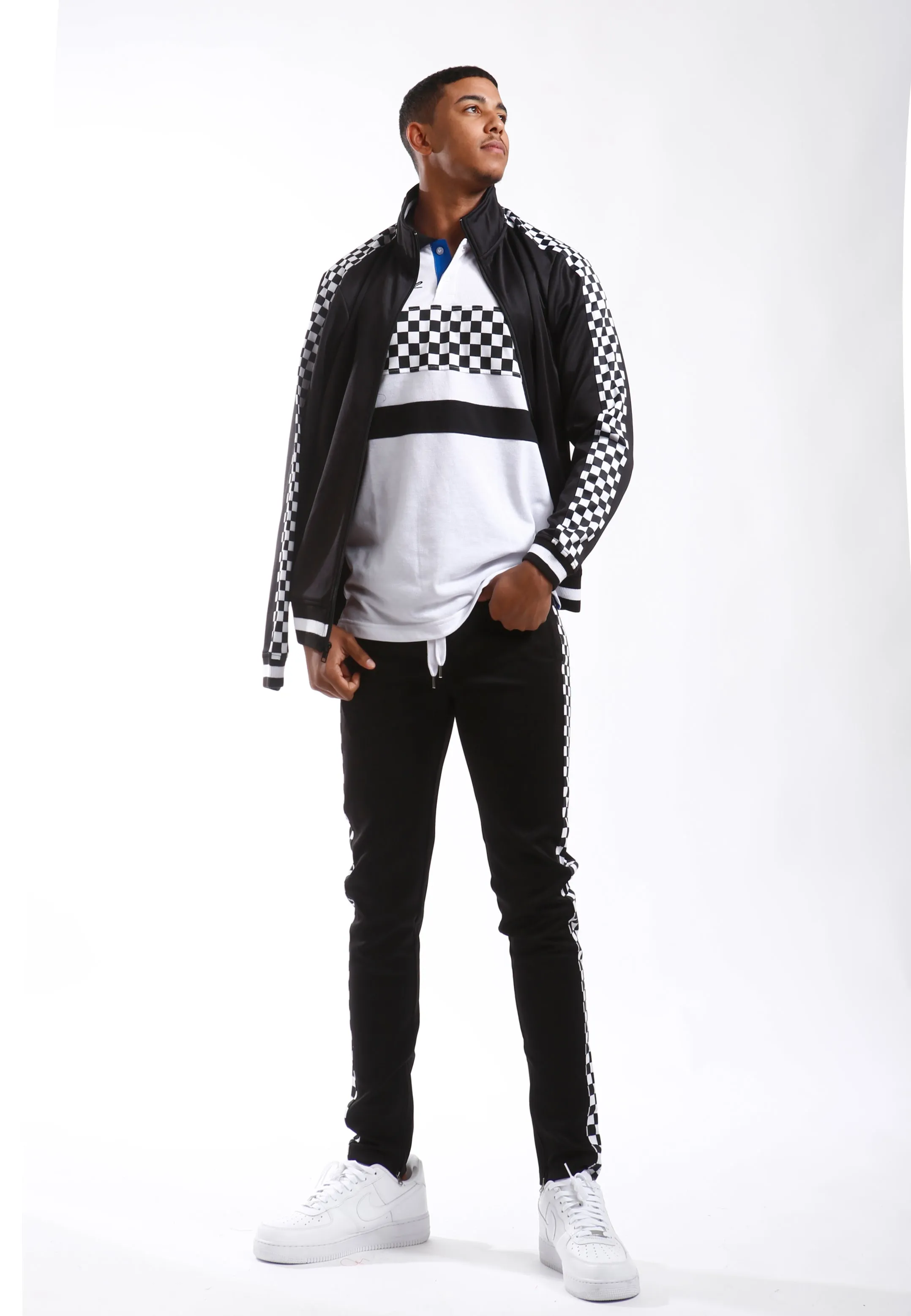 F11854-Checker Track Jacket