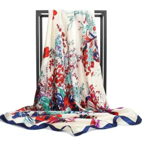 Fashionable Boho white Scarf culorful floral print