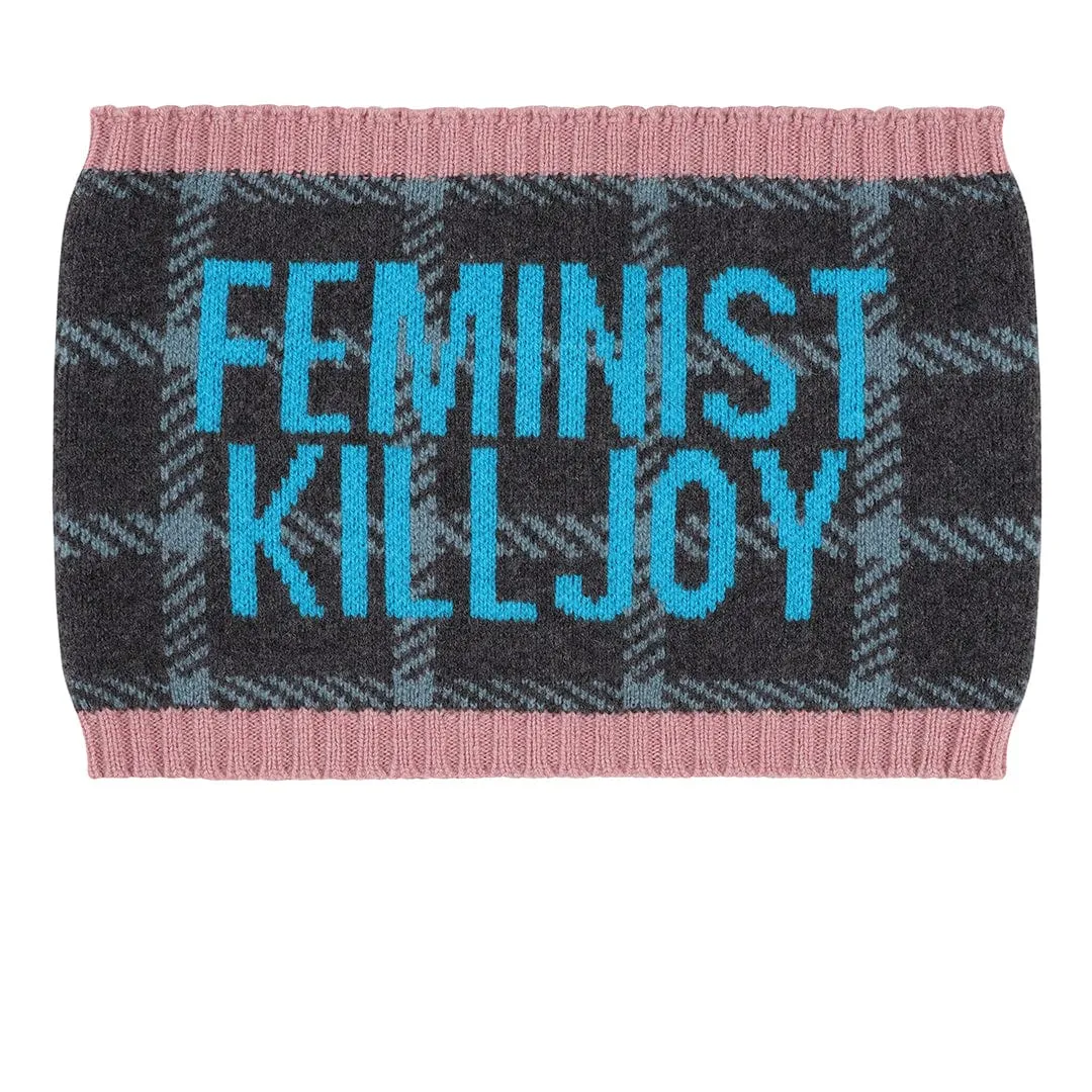 Feminist Killjoy Snood in Graphite & Neon Blue