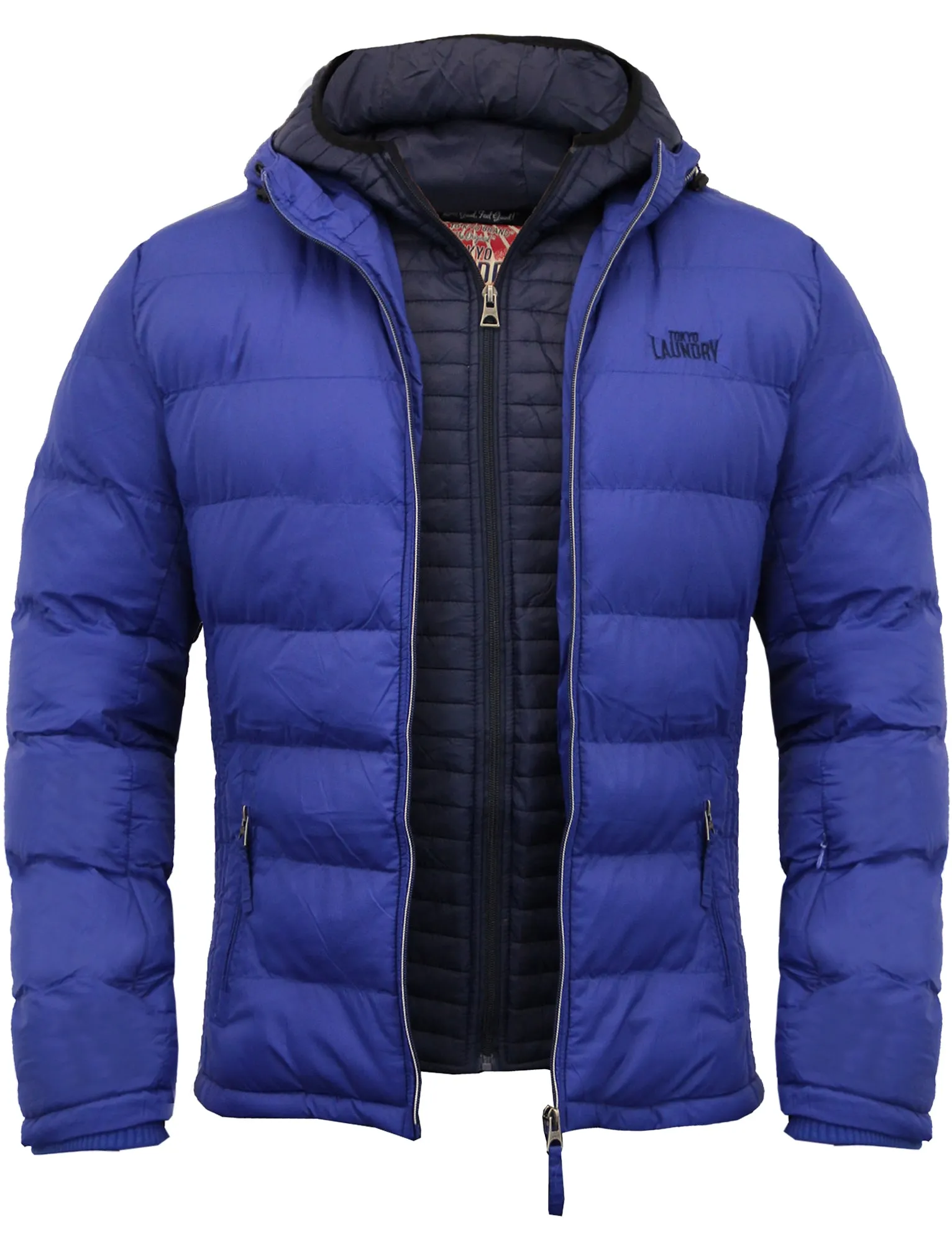 Habeck Quilted Puffer Jacket With Hood In Sapphire - Tokyo Laundry