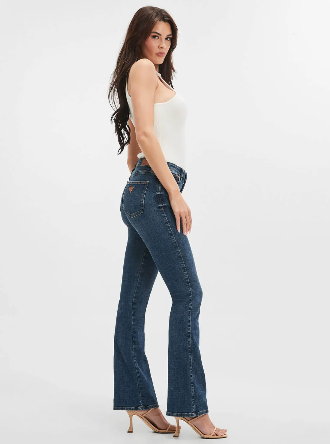 High-Rise Sexy Flared Denim Jeans In Blue Fog Wash