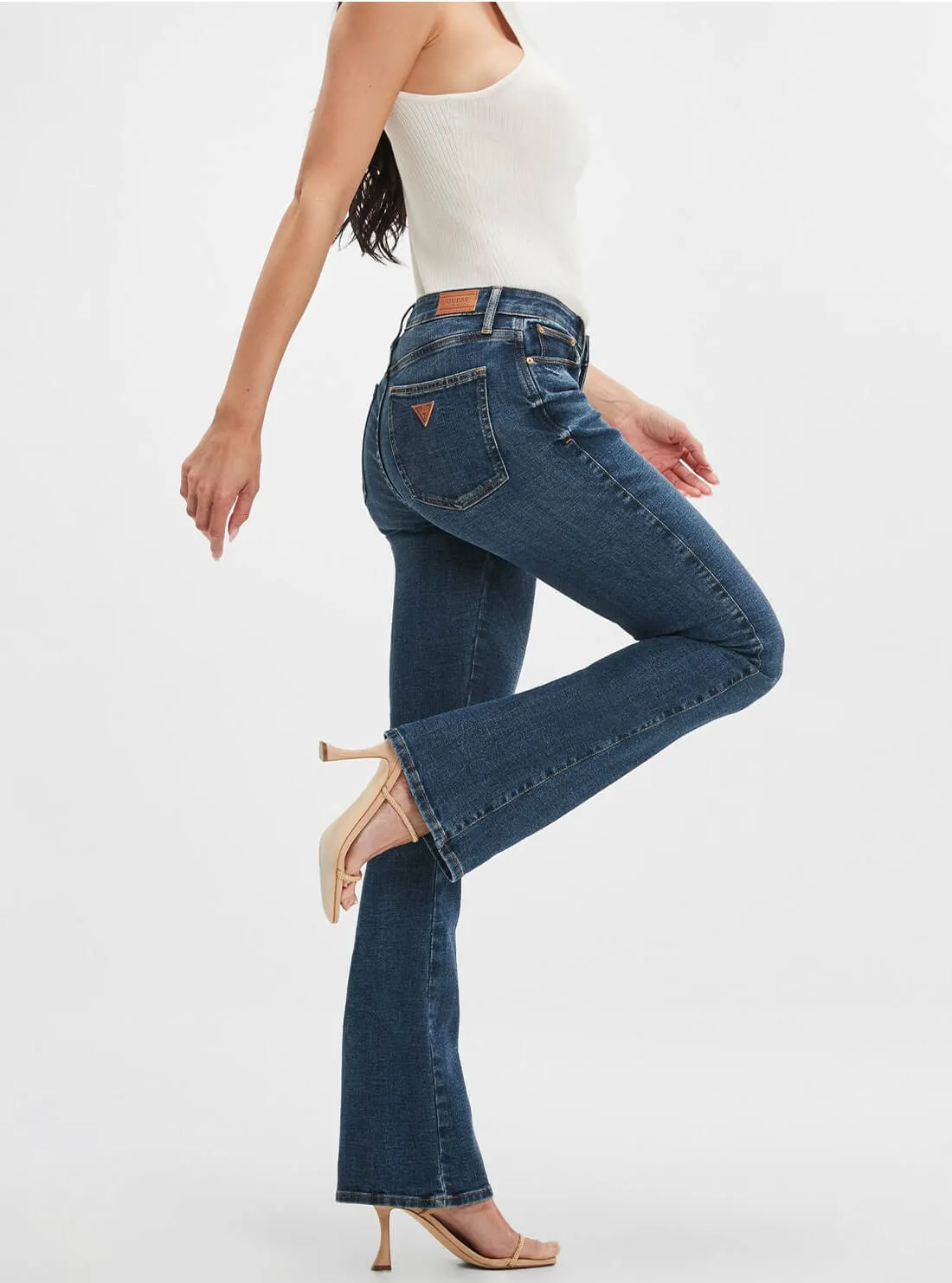 High-Rise Sexy Flared Denim Jeans In Blue Fog Wash