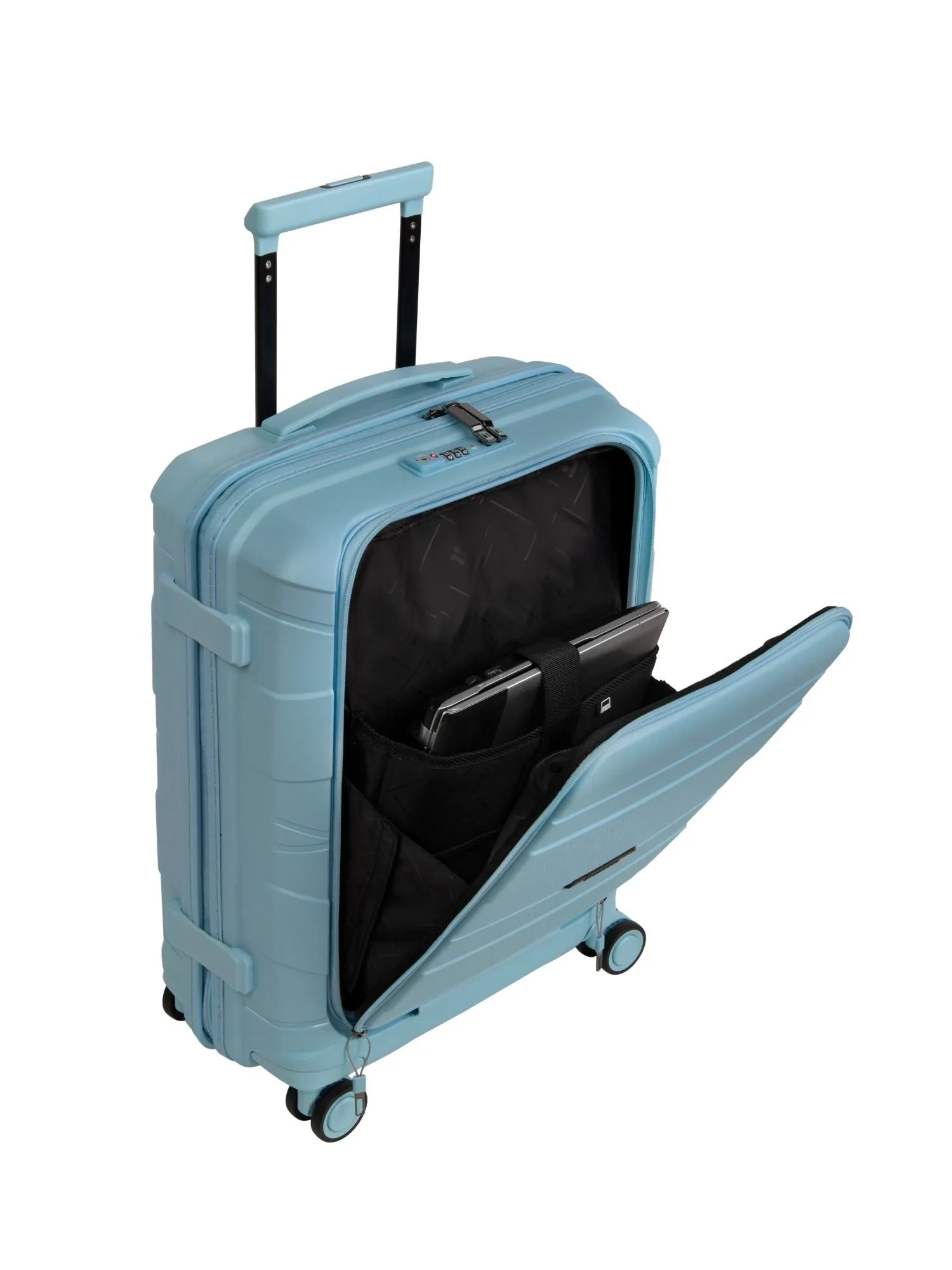 it luggage Momentous| Polypropylene| Hardsided Fashion Luggage Suitcase| Cabin with Laptop Section | 8 Wheel Trolley |16-2886-08 |Sky Blue with TSA Lock- 54.5CM