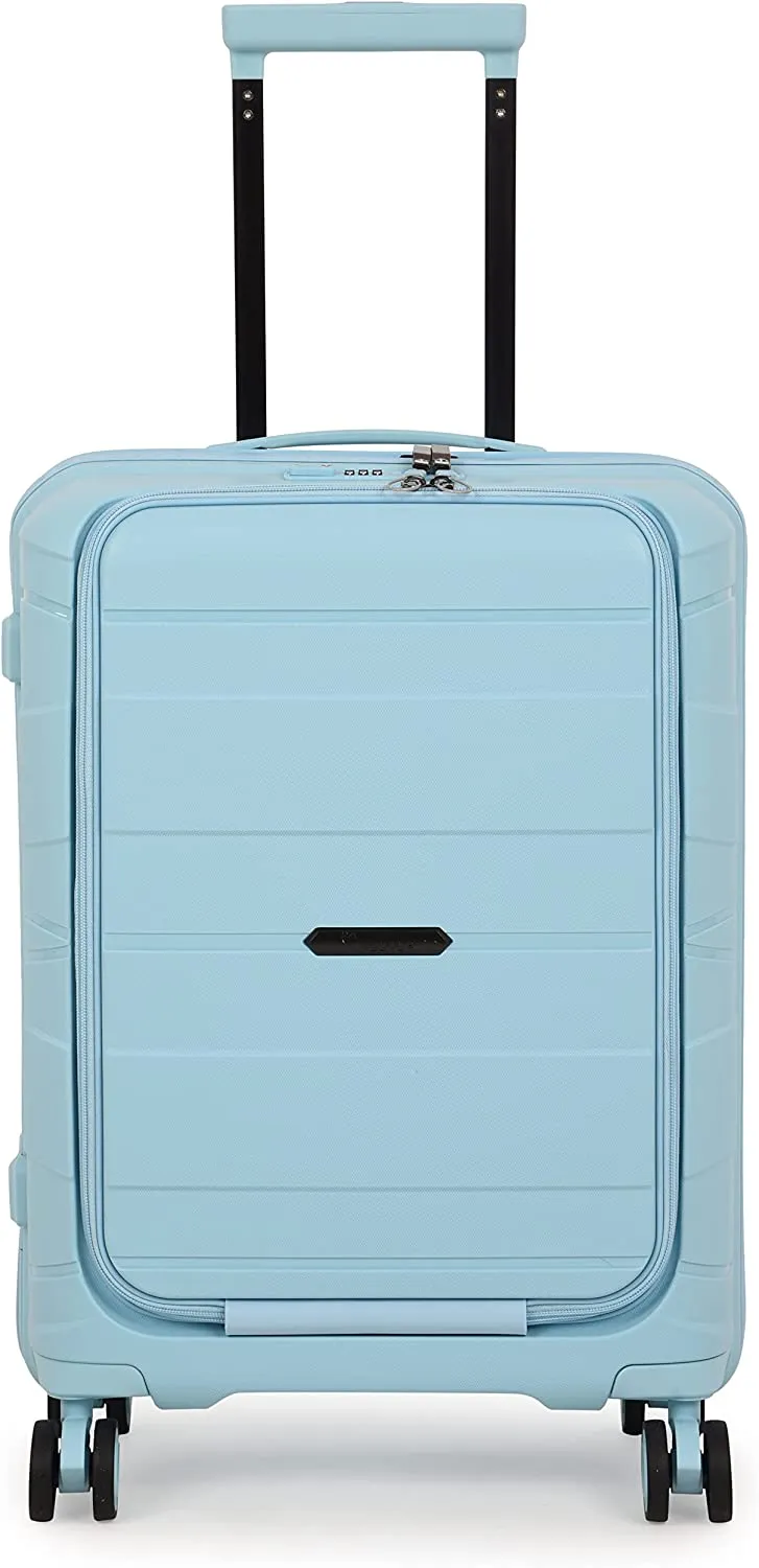 it luggage Momentous| Polypropylene| Hardsided Fashion Luggage Suitcase| Cabin with Laptop Section | 8 Wheel Trolley |16-2886-08 |Sky Blue with TSA Lock- 54.5CM