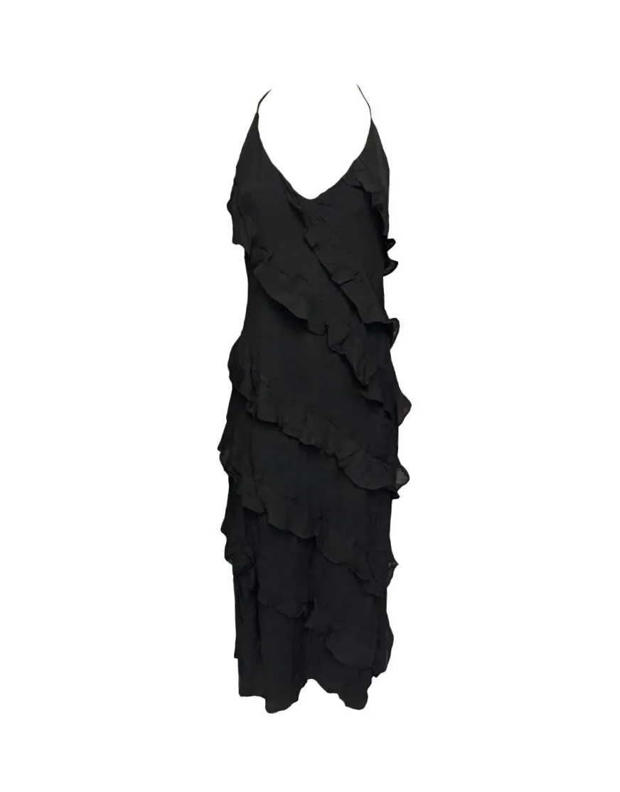 Jolene Ruffle Maxi Dress - Black