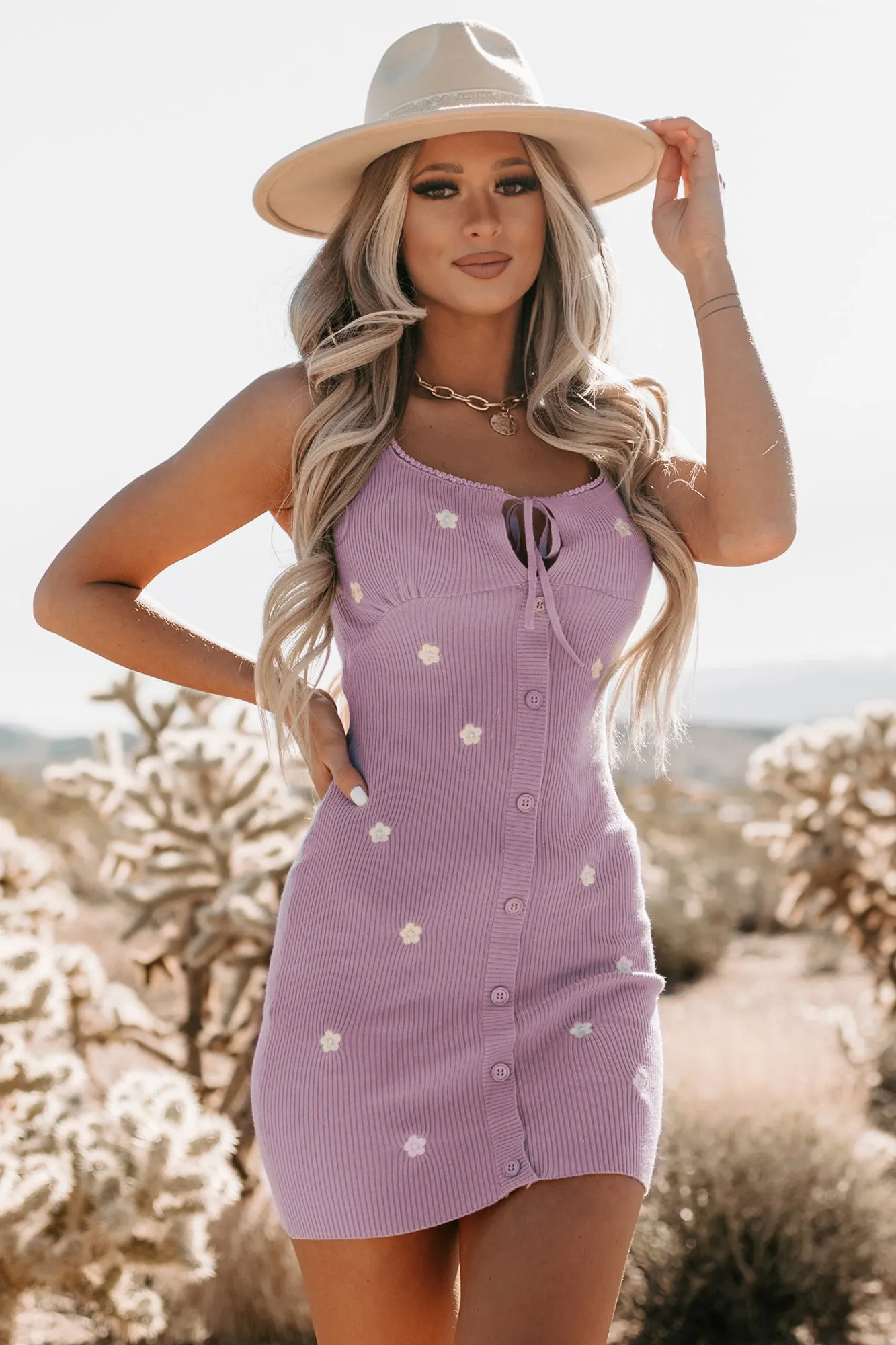 Little Dreamer Floral Embroidered Button-Front Bodycon (Grape)