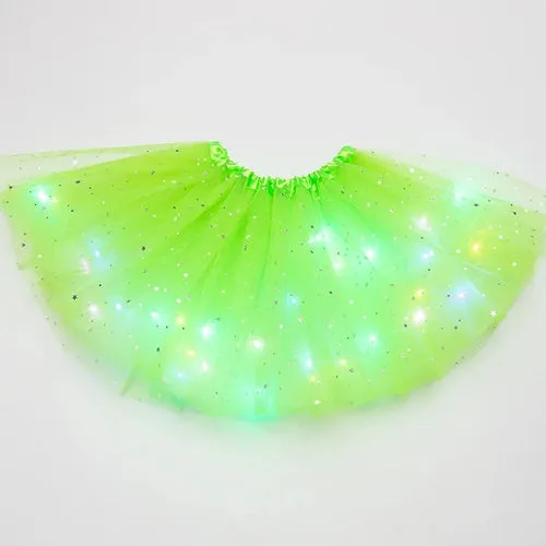 Luminous LED Fluffy Skirt Girls Layered Ballet Dance Pleated Skirt