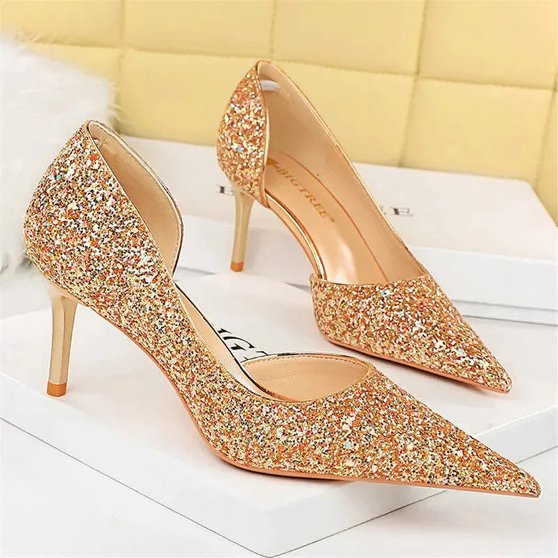 Magically Glittery High Heels Stiletto Sparkly Party Shoes