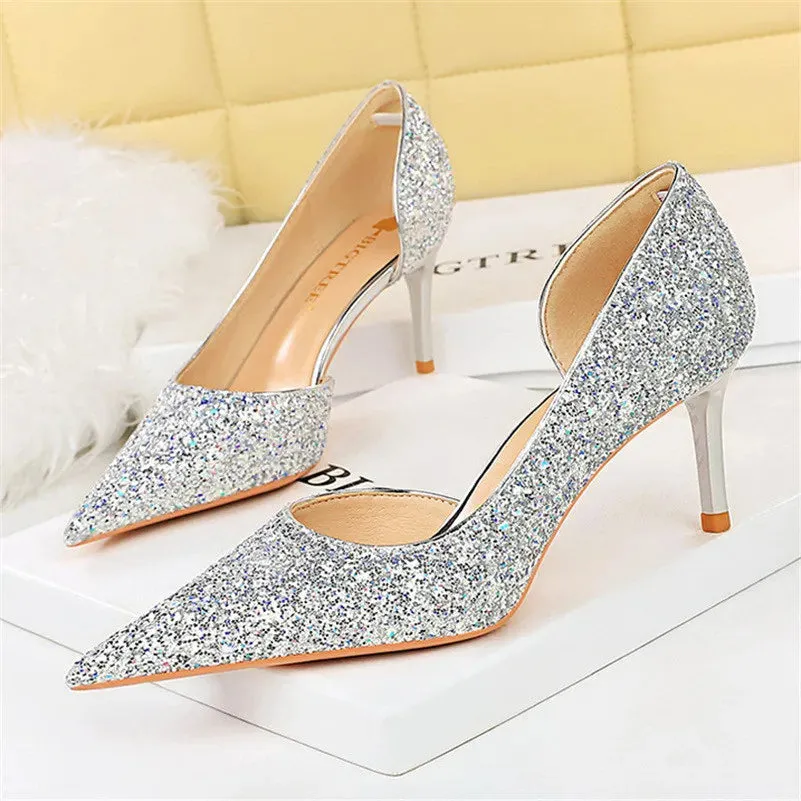 Magically Glittery High Heels Stiletto Sparkly Party Shoes