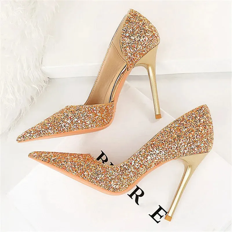 Magically Glittery High Heels Stiletto Sparkly Party Shoes