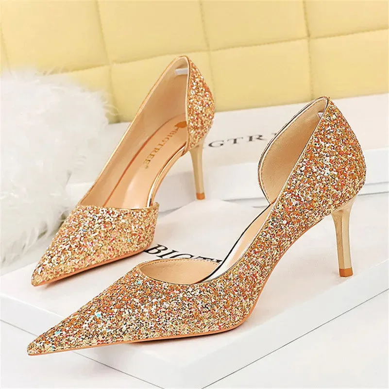 Magically Glittery High Heels Stiletto Sparkly Party Shoes