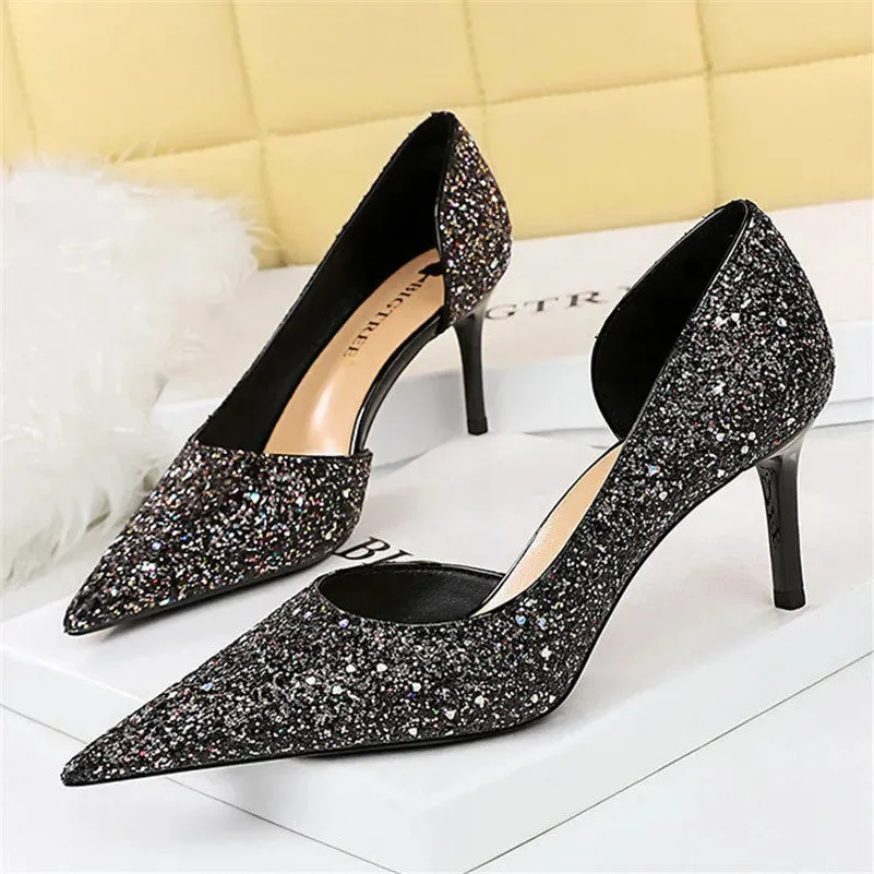 Magically Glittery High Heels Stiletto Sparkly Party Shoes