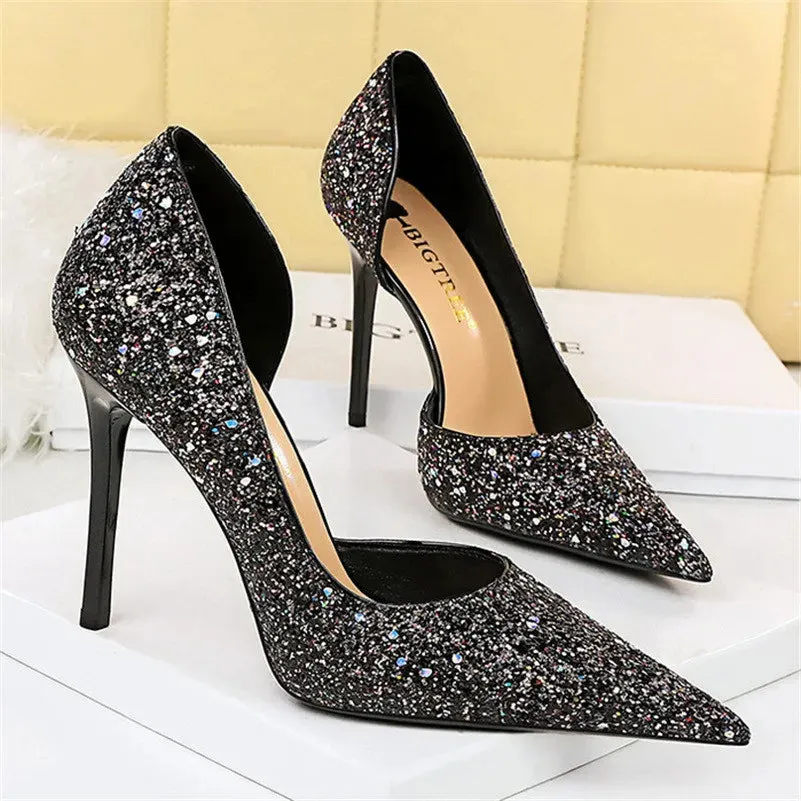 Magically Glittery High Heels Stiletto Sparkly Party Shoes