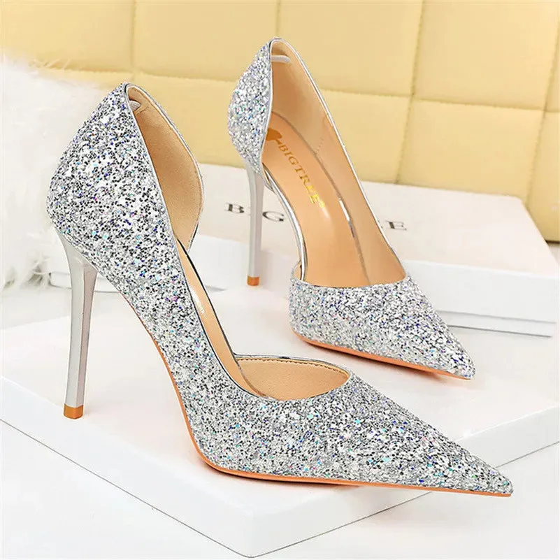 Magically Glittery High Heels Stiletto Sparkly Party Shoes