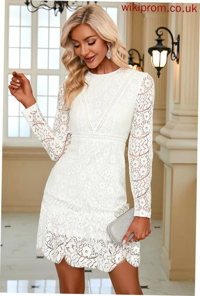 Mayra Lace Elegant Lace Club Dresses Mini Bodycon Long Round Neck Sleeves Dresses