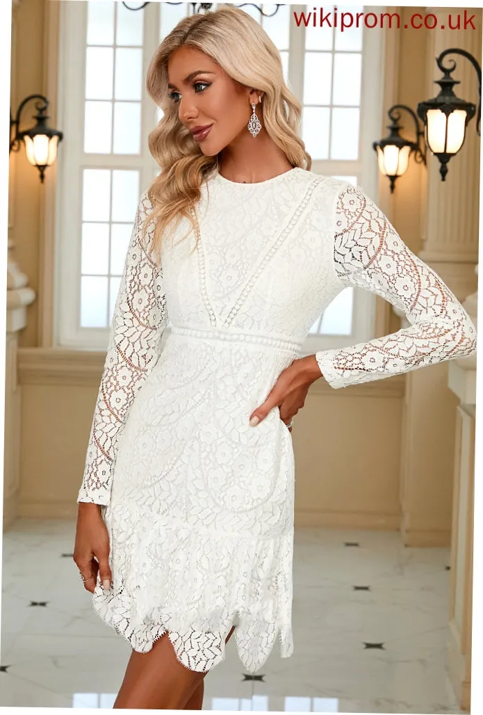 Mayra Lace Elegant Lace Club Dresses Mini Bodycon Long Round Neck Sleeves Dresses